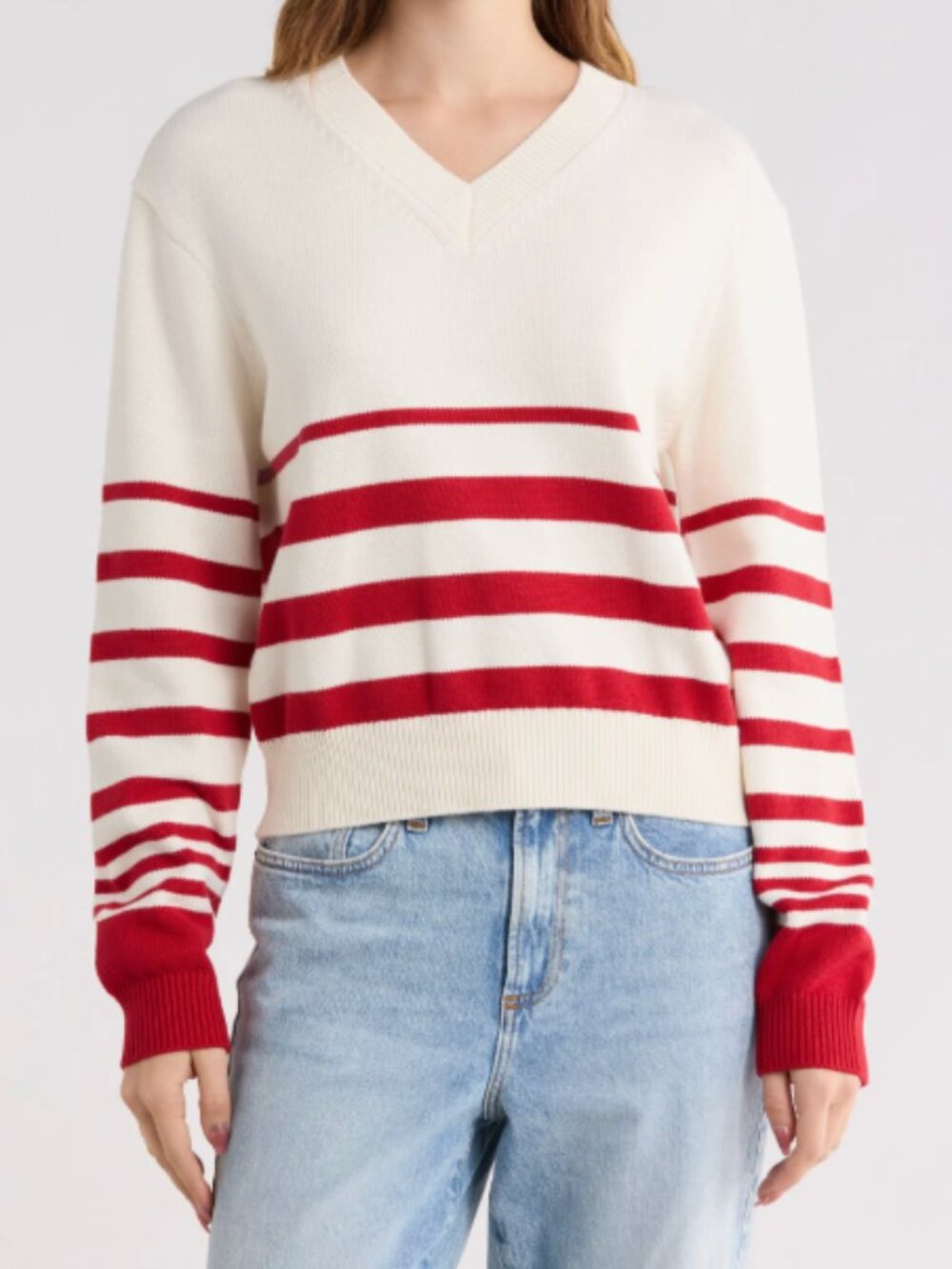 NWT French Connection Red and White Striped Sweater